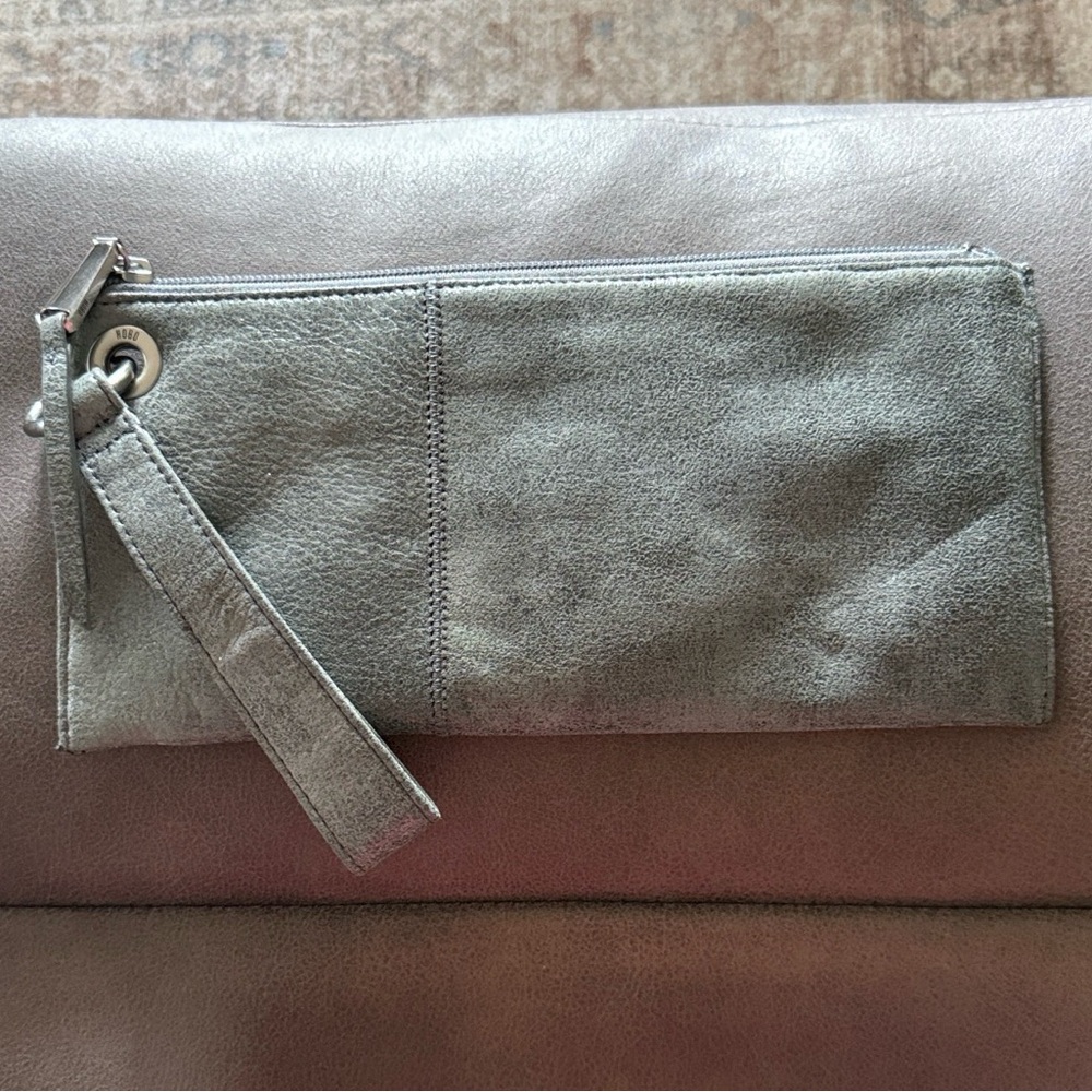 Elegant Gray Leather Clutch